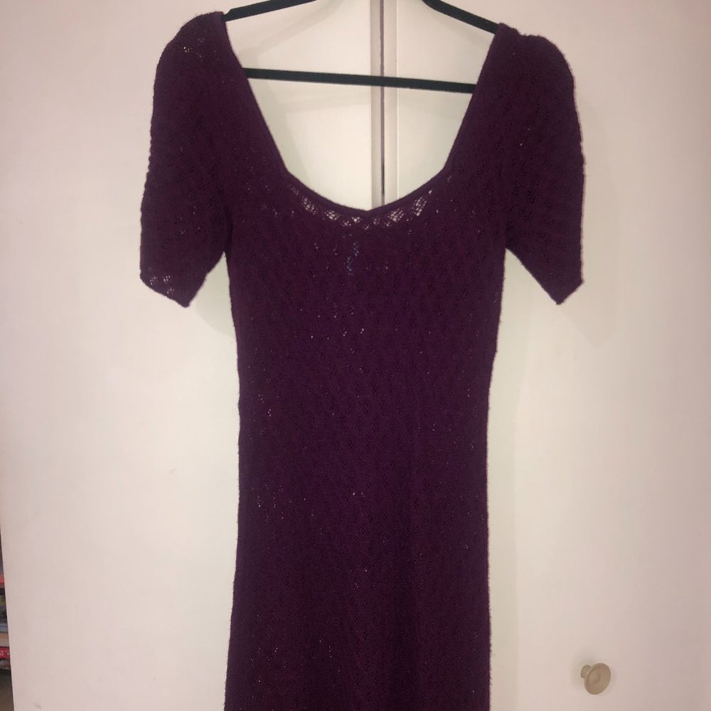 Free People Long Sleeve Purple Knit Dress
